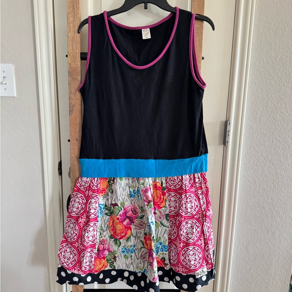 Colorful Floral Dress with Black Top